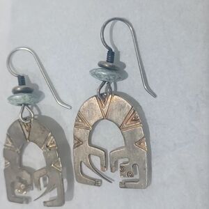 Laurel Burch Silver and Goldish Cat Earrings